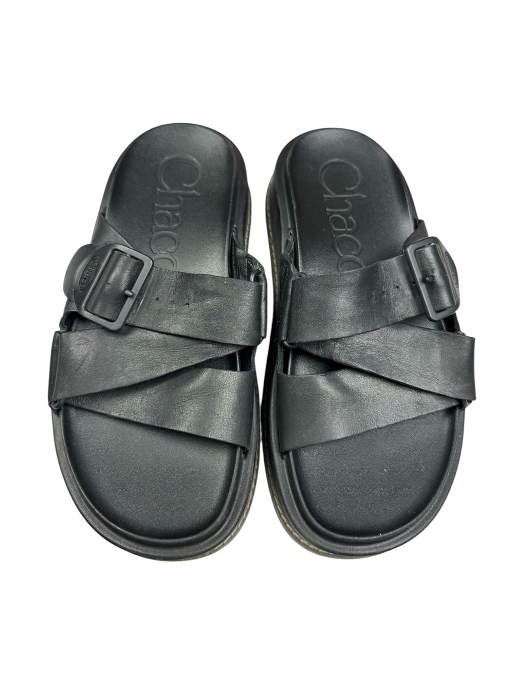 Chaco Townes Slide Midform Black Leather Size 6